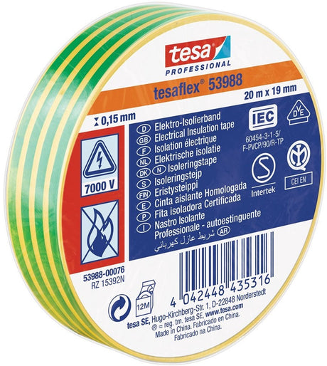 Tesa Isolierband 19 mm – 20 Meter – grün gelb