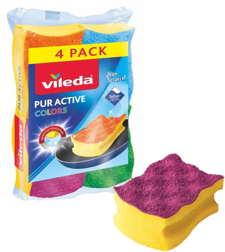 Vileda Scheuerschwämme Pur Active Colors 4 Stück | 4 Stück