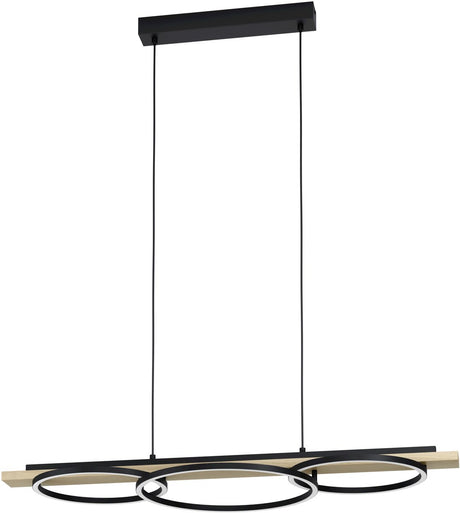 Eglo boyal hanglamp - led - 40cm - hout - zwart bruin
