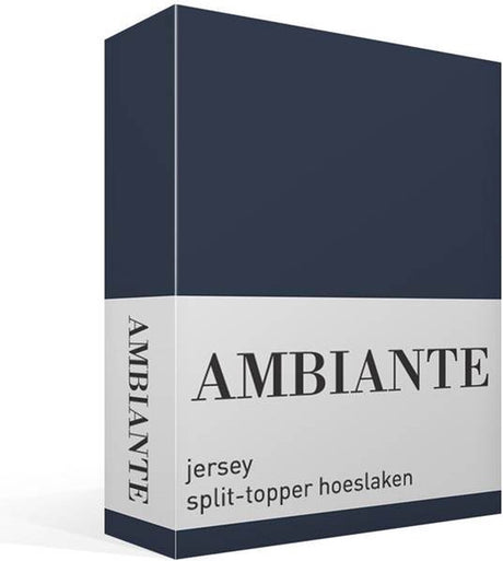 Ambiante jersey split-topper hoeslaken - tweepersoons - dark blue