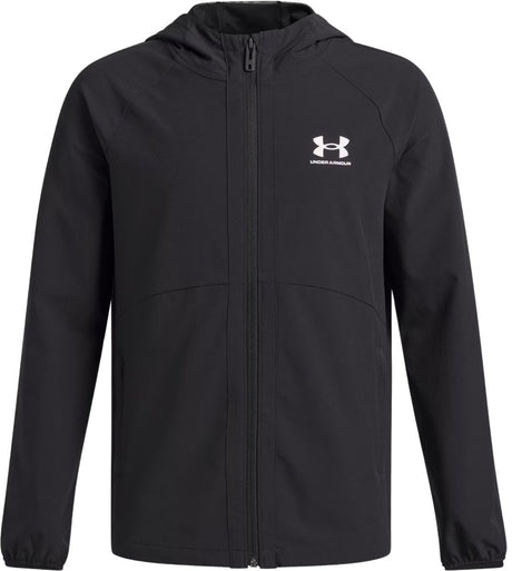 Under Armour UA Vibe Woven Windbreaker-BLK Jungen Sportjacke – Schwarz – Weiß