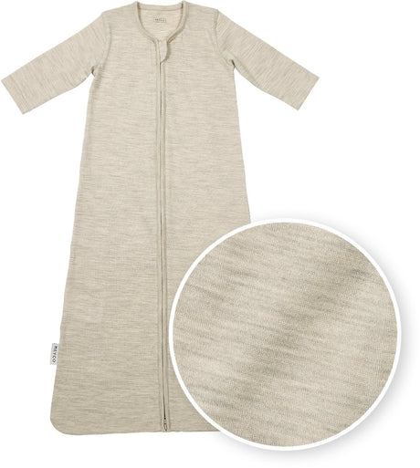 Meyco baby studio collection merino baby slaapzak met mouwen - merinowol - sand melange - 90cm - 1.0 tog