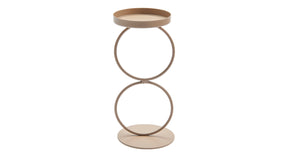 Metal double ring candle holder 19cm taupe