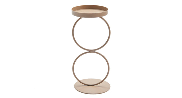 Metal double ring candle holder 19cm taupe