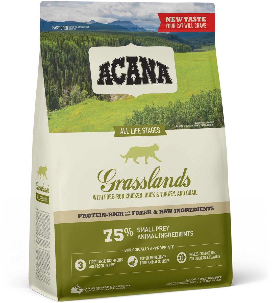 Acana Cat Grasslands Lamm Ente Felchen – Katzenfutter – 1,8 kg