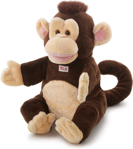 Trudi - Handpuppen Handpuppe Affe 21 cm - handgefertigt in Italien - weicher Plüsch - Kuscheltier für Jungen und Mädchen - braun - 15x21x20 cm Größe S