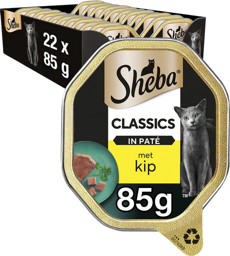 Sheba Katzenfutter – klassische Pastete – Nassfutter – Huhn – Dosen 22 x 85 g