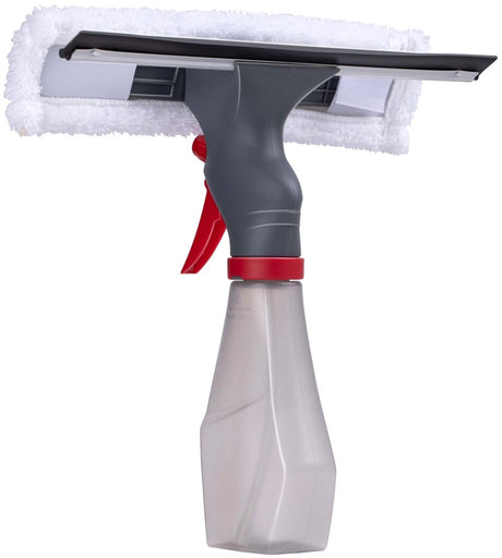 Dirt devil 3-in-1 raamtrekker met sproeifunctie - ramentrekker, poetsdoek en reservoir - 240ml - grijs rood