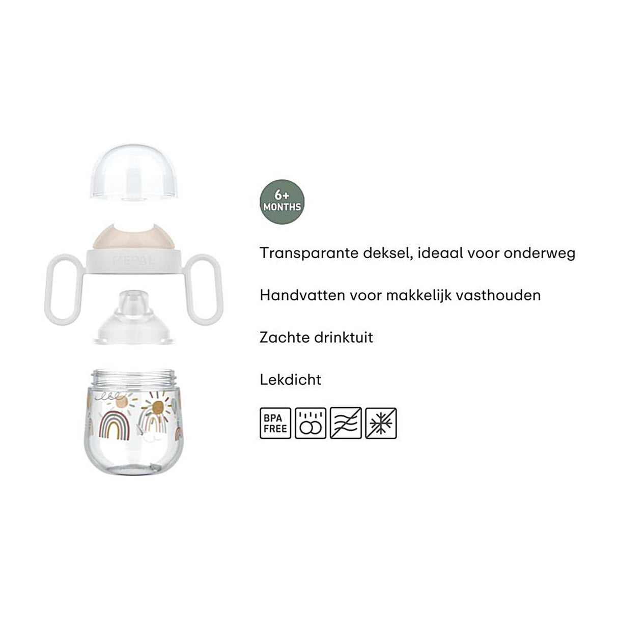 Mepal Mio Becher mit tropffreiem Ausgießer Little Dutch – 200 ml – leicht zu halten – Kindergeschirr – Feengarten