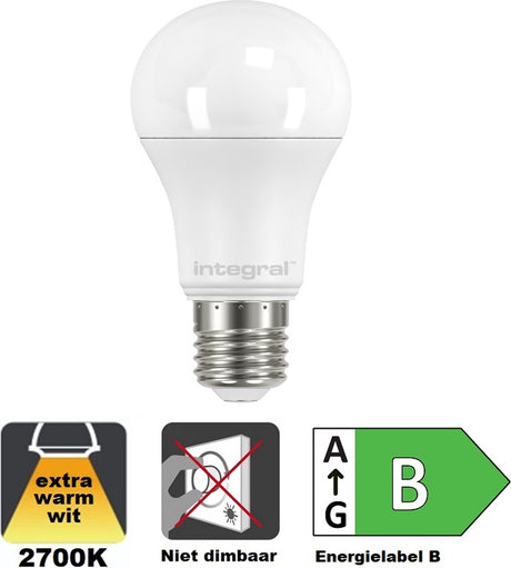 Integral led - e27 led lamp - 8,2 watt - 2700k - 1521 lumen - frosted cover - niet dimbaar - energielabel b