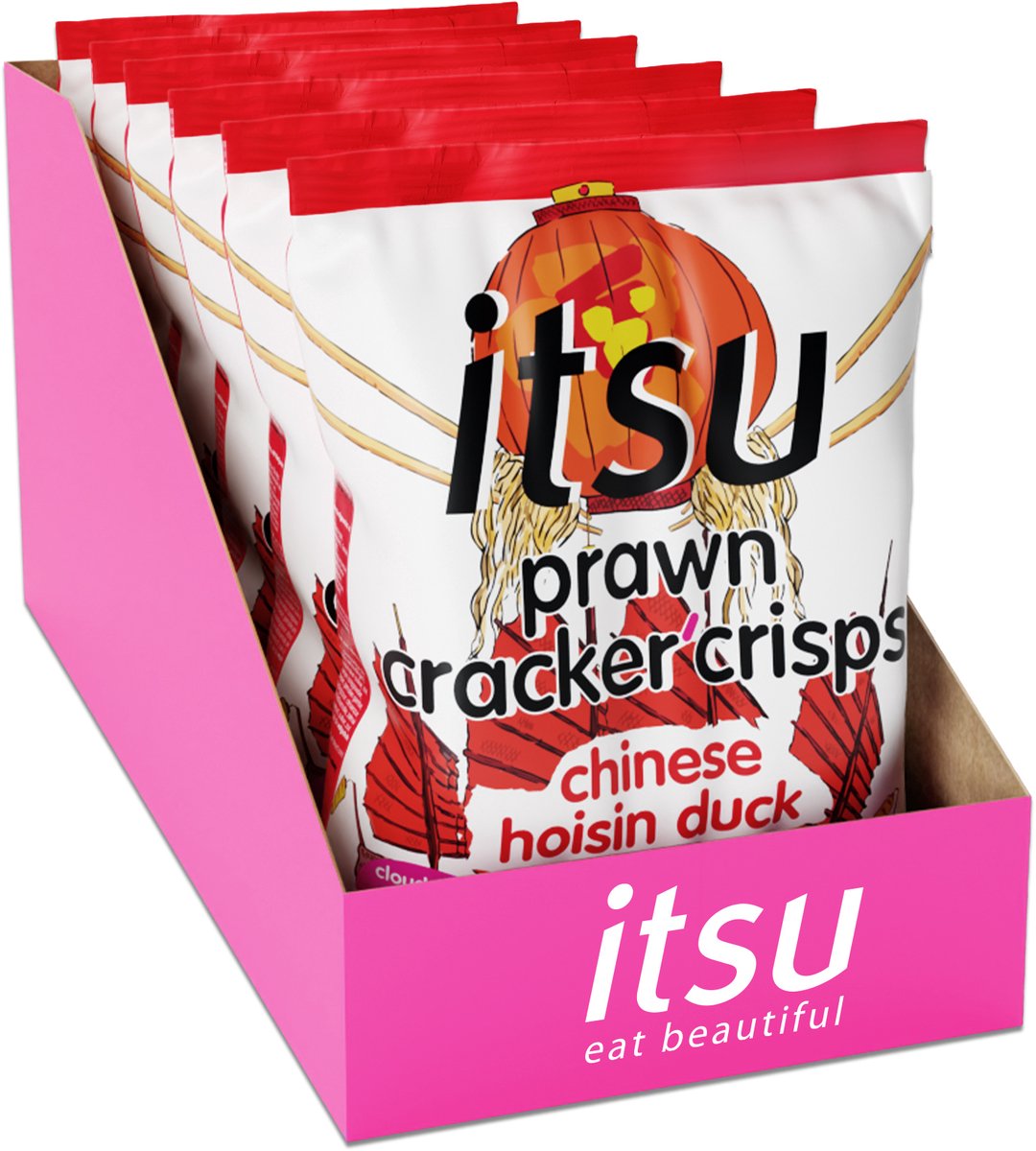 Itsu chinesische Hoisin-Ente-Garnelen-Cracker 6 x 60 Gramm