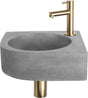 Differnz Cleo Brunnenset – Beton dunkelgrau – Wasserhahn gerade mattgold – 31,5 x 31,5 x 10 cm