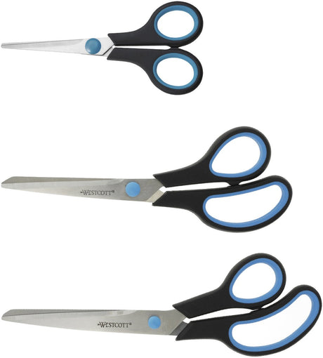 Westcott scharenset - easy grip - 3delig 14 20 24 - rvs - zwart blauw - ac-e90032