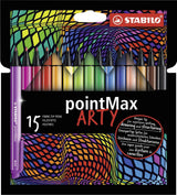 Stabilo pointmax – Hardtip Fineliner 0,8 mm – künstlerisches Etui mit 15 Farben
