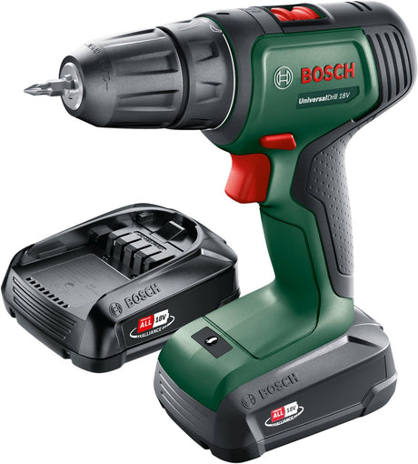 Bosch Akku-Bohrschrauber universaldrill 18 - mit 2x 18 V Akku und Ladegerät - im Koffer