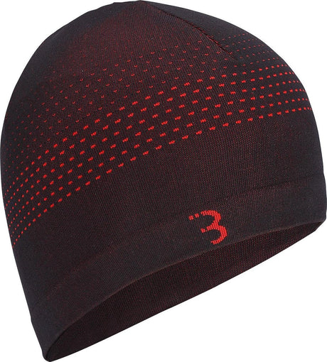 Bbb cycling helmmuts fiets winter firhat - fietsmuts voor onder helm - 0-5 °c - naadloos en sneldrogend - unisex - zwart rood - medium - bbw-494 m