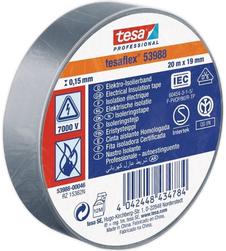 Tesa professionelles Tesa-Isolierband 19 mm – 20 Meter – grau