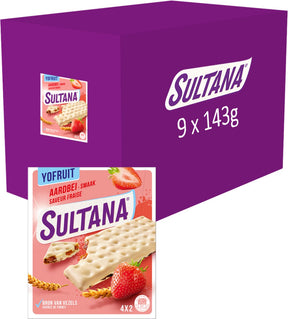 Sultana - Snack - Yofruit Erdbeer-Fruchtkeks - 9 x 143 Gramm
