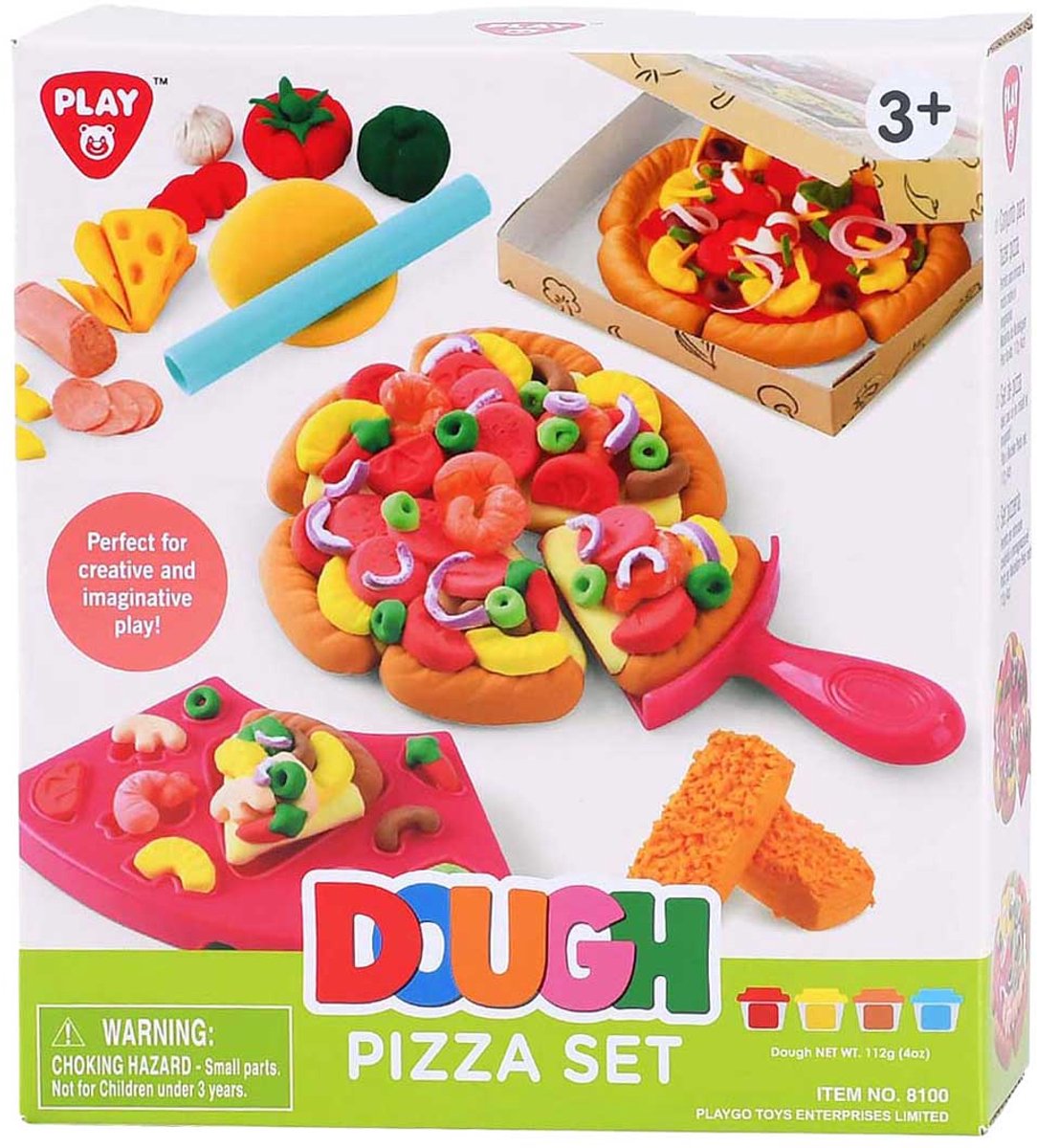 Playgo Pizza-Tonset-Spielzeug – 4 Tontöpfe für kreatives Spielen.