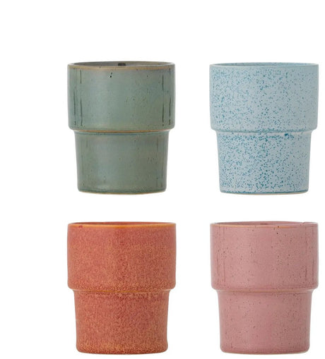 Bloomingville Becher aus Steingut, rosa Ewan – 4er-Set