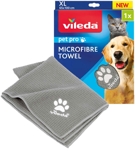 Vileda petpro Mikrofaserhandtuch XL – saugfähig und schnell trocknend – Wabenstruktur – Größe XL