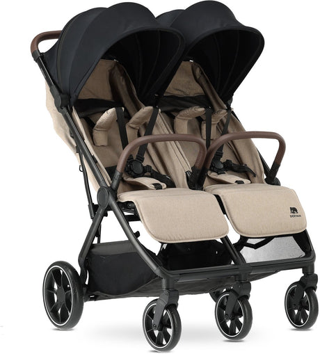 Deryan rolo x2 xl v2 duo buggy - compacte dubbele buggy - nougat