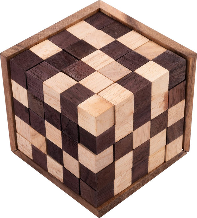 Longfield 125 cubes – houten breinbreker – acaciahout – dobbelsteen puzzelspel – engelhart