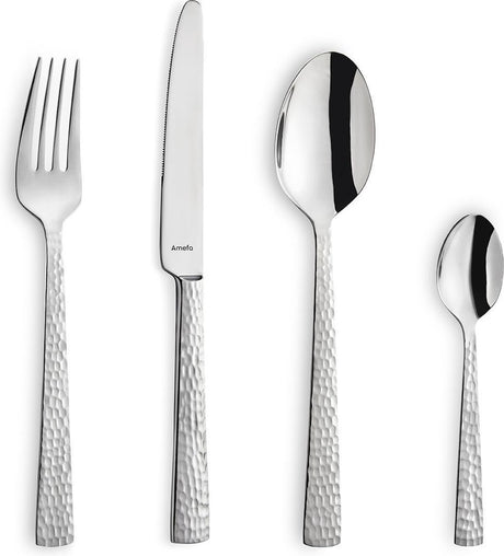 Amefa Felicity – 24-teiliges Besteckset – 6 Personen – 18 0 Chromstahl – Hochglanz – Hammerschlag-Finish – Geschenkverpackung