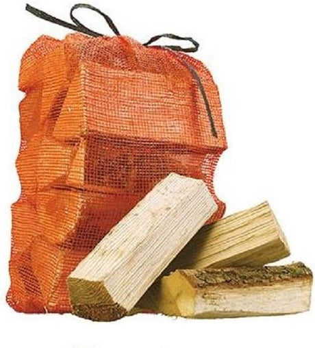Brennholz mit goldener Flamme im Netz (22 Liter)