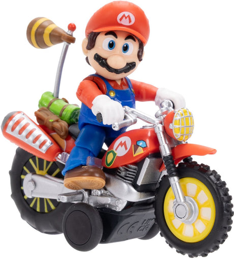 Jakks Pacific die Super Mario Galaxy Movie Actionfigur mit zurückziehbarem Motorrad Mario 6 cm Actionfigur