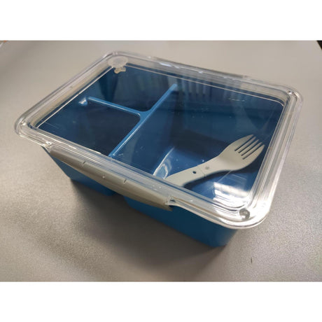 Lunchbox mit Klappgabel 20x15x7cm, gefrier- und mikrowellengeeignet, Petrolblau