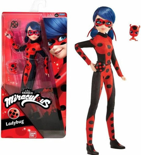 Bandai – Miraculous – Puppe – Marienkäfer – Zeit, das Böse loszuwerden – 26 cm bewegliche Modepuppe – offiziell lizenzierte Miraculous – Marienkäfer-Puppe mit schwarzem und rotem Kostüm – P50006