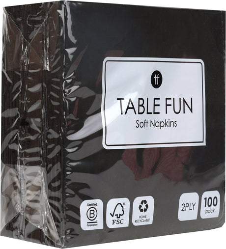 Talking tables table fun zwarte servetten 100 stuks – 2-laags 33cm – papieren wegwerp servetten – feest, verjaardag, halloween, bruiloft, horeca – recyclebaar – gemaakt in eu