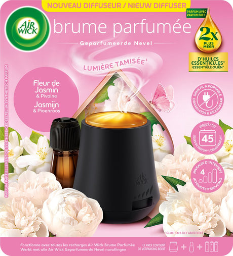 Automatischer Lufterfrischer Air Wick Essential Mist – Jasmin-Pfingstrose – Starter-Set