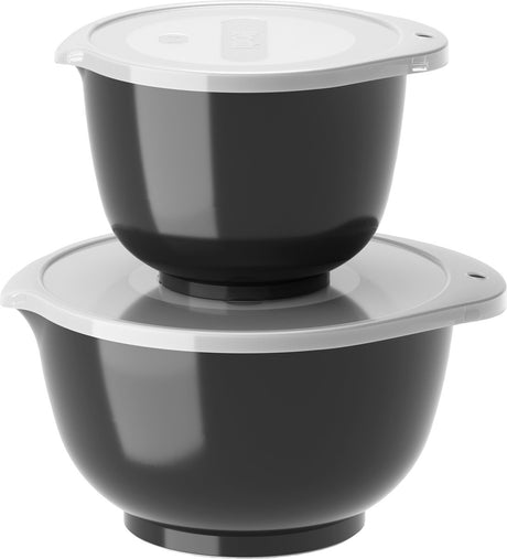 Rosti Margrethe Rührschüssel-Set – 4-teilig – 1,5 und 3 l – Carbon Black (schwarz) – Rührschüssel mit Deckel zum Backen und Kochen – mikrowellen-, gefrier- und spülmaschinenfest