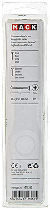 Mack 1017265 - spaanplaatschroef vz kop geelverz. 5 st 6,0 x 80 mm | 5 stuks