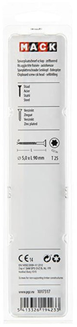 Mack 1017317 - spaanplschr.vzkop-zelfb. geelverz. 5 st 5,0 x 90 mm | 5 stuks