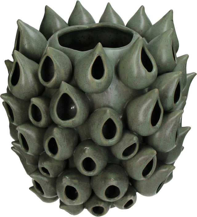 Hd collection vaas aardewerk groen 27,5x27,5x28cm