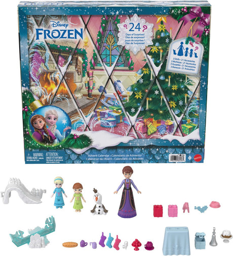 Mattel disney frozen adventskalender - met 24 dagen verrassingen - waaronder kleine poppen van de jonge anna en elsa