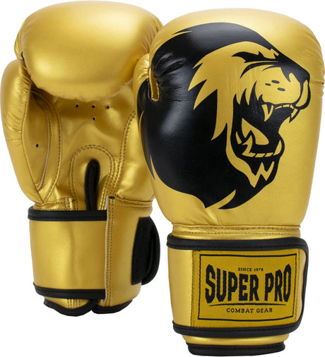 Super pro combat gear talent (kick)bokshandschoenen goud zwart 6oz 6 oz
