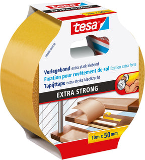 Tesa 1054488 – Teppichband extra stark 10 m x 50 mm | 6 Stück