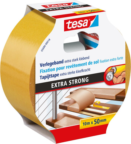 Tesa 1054488 – Teppichband extra stark 10 m x 50 mm | 6 Stück