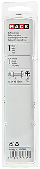 Mack 1017558 - kachelbout + moer staal verzinkt 4 st m6 x 80 mm | 5 stuks