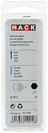 Mack 1017689 - zeskant borgmoer staal verzinkt 4 st m12 | 10 stuks