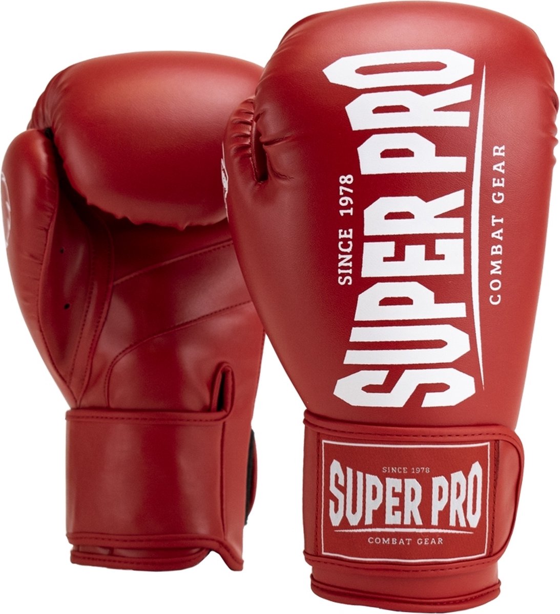 Super pro combat gear champ (kick)bokshandschoenen rood wit 12oz