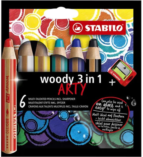Stabilo Woody 3 in 1 – Multitalent-Buntstift – arty – Set à 6-tlg. + Bleistiftspitzer