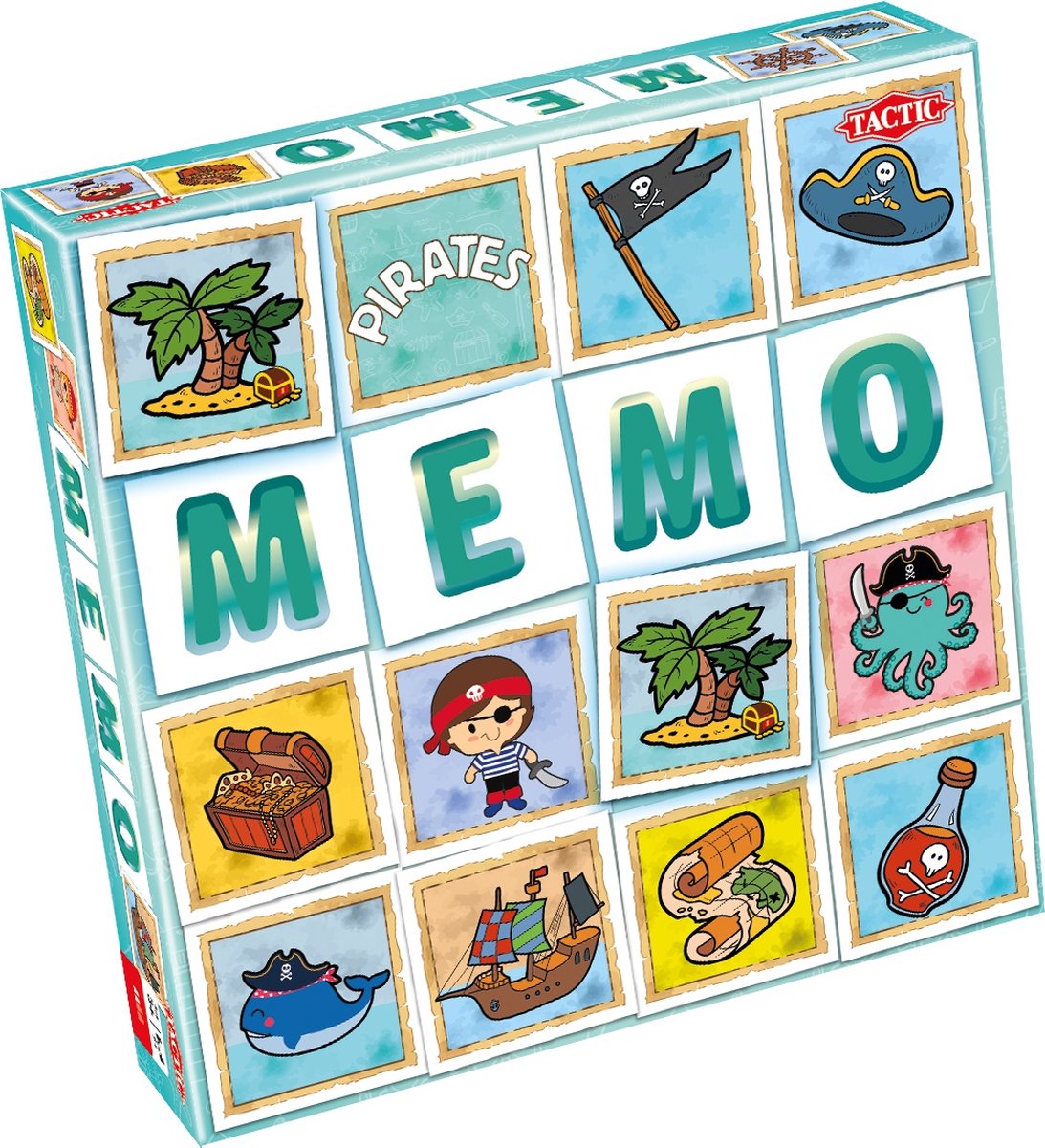 Taktik-Memo-Piraten – Memo-Spiel – Finde die richtigen Paare – Piraten, Schatzkisten und Abenteuer – Brettspiel für Kinder und Familien – 2 bis 6 Spieler – ab 3 Jahren