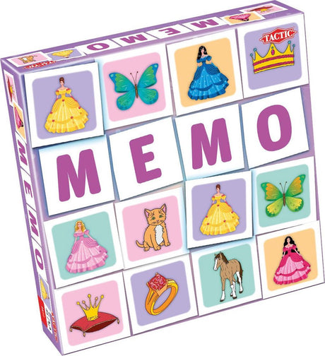 Taktik Memo Prinzessinnen und Tiere – Memospiel – Finde die richtigen Paare – Bezaubernde Prinzessinnen und süße Tierfreunde – Brettspiel für Kinder und Familien – 2 bis 6 Spieler – ab 3 Jahren