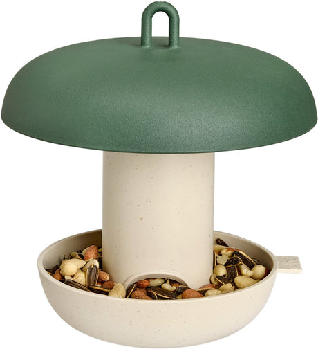 Elho essential voederhuis voor vogels - 100% gerecycled plastic - l 18 x b 18 x h 22.5 cm - blad groen