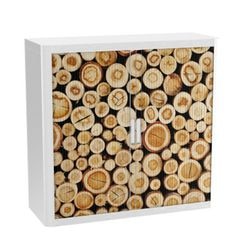 Rolltürenschrank Paperflow Holzscheite braun, weiß